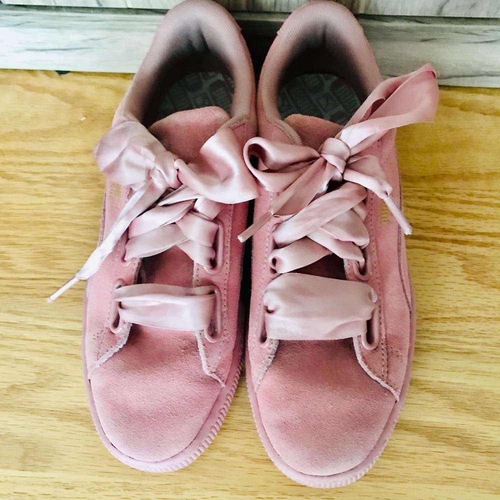 Puma Suede Heart Satin II Dusty Rose Sneakers - Picture 3 of 8